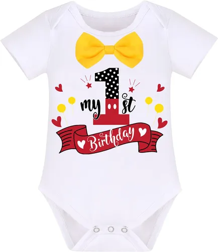 Vista 2 de IDOPIP Traje de bebé niño para 1er y 2 cumpleaños con corbatín y tirantes, pantalones cortos con diadema para fiesta de fotos