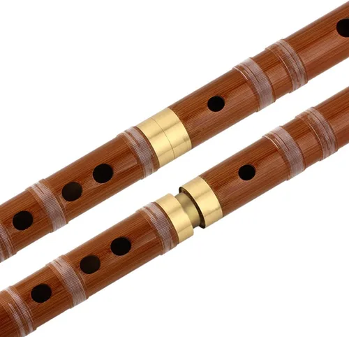 Vista 5 de Instrumento musical chino hecho a mano tradicional flauta de bambú Dizi en clave D 1 unids