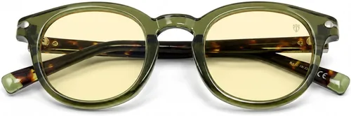Vista 4 de Round Computer Glasses Yellow Tint Gaming Blue Light Blocking LETO Turquoise/Tortoise