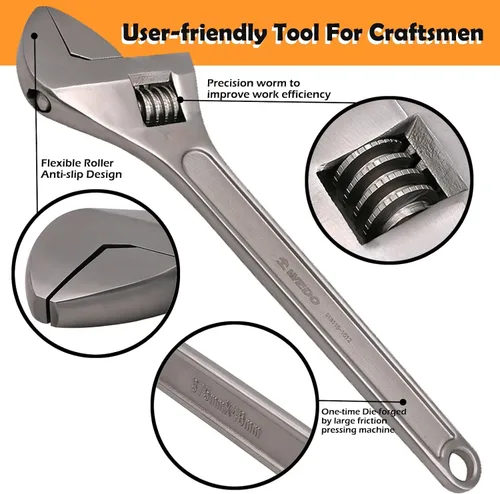 Vista 4 de WEDO Adjustable Wrench 4",Max Jaw Opening 13mm,Stainless Steel Professional Spanner,Precision Jaws,Corrosion Resistant,Rust Proof,High