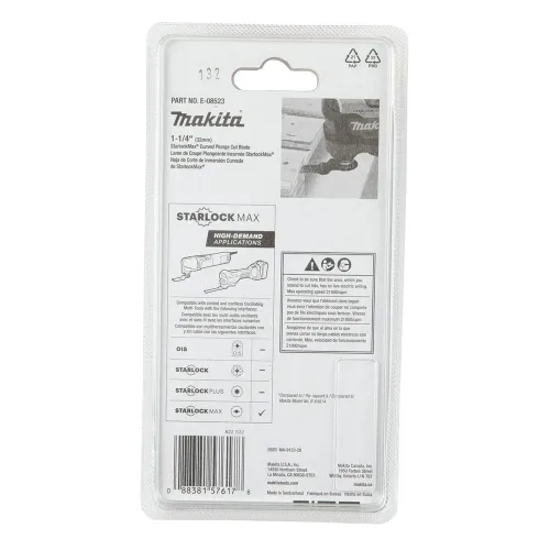 Vista 4 de Makita E-08523 StarlockMax® Multiherramienta oscilante de 1-1/4" Hoja de corte curvada bimetálica