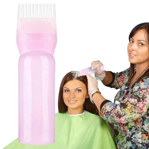 Vista 9 de Botella aplicadora de peine de raíz - 1/3 4.1 fl oz botella de champú de teñido de aceite Peine Aplicador de botella de tinte para el cabello