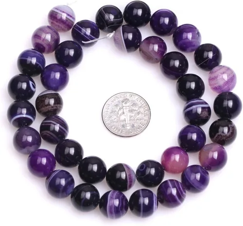 Vista 3 de Cuentas sueltas, gemas de ágata redondas facetadas naturales para realizar joyería a mano en grandes cantidades, bricolaje. Una tira: 15 pulgadas