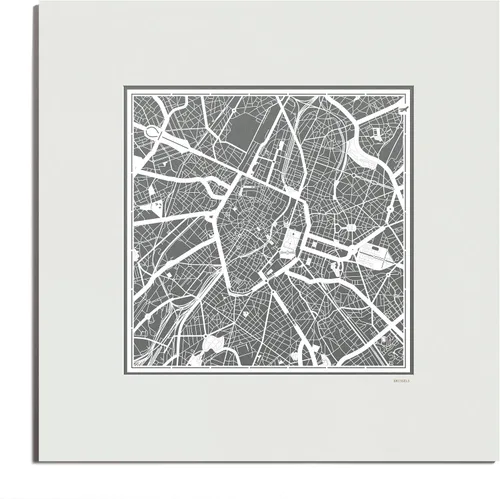 Vista 111 de O3 Design Studio Mapa de corte de papel de París, color negro mate, 20 x 20 pulgadas, arte en papel