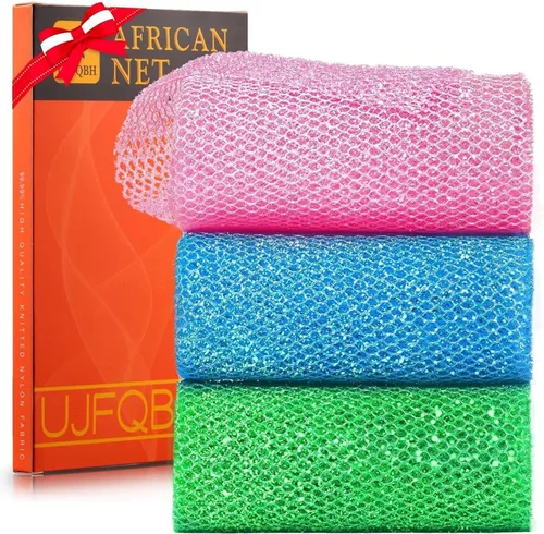 Vista 35 de UJFQBH African Net Sponge Authenti, exfoliante corporal para espalda y zonas de difícil acceso, exfoliante diario suave para limpieza profunda Gris