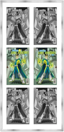 Vista 27 de Marco de cómic blanco mate para cómics publicado entre 1938 y 1955 (marco de madera maciza de cómic de la edad dorada) hecho para mostrar 4 cómics