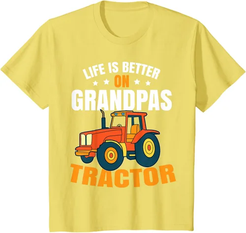 Vista 79 de Life Is Better On Grandpas Tractor Kids Farm Tractor Boy Camiseta, Negro