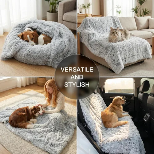 Vista 8 de PJYuCien Manta de perro para perros, cachorros y mascotas, ligera y portátil, manta de forro polar esponjoso, manta de felpa súper suave para sofá