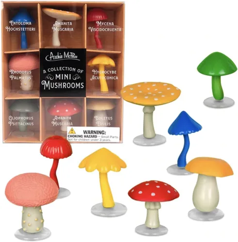 Vista 3 de Mcphee - Juego de ocho mini hongos mágicos de vinilo suave