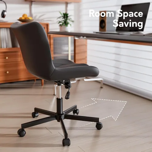 Vista 7 de Silla de Escritorio sin Brazos, Silla de Oficina para el Hogar Moderna sin Brazos, Silla de Computadora Ajustable en Altura y con Movimiento, Silla