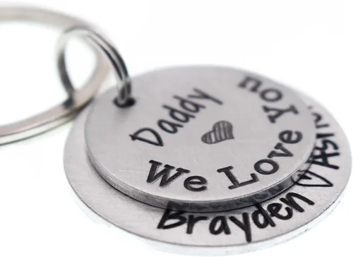 Vista 5 de Personalized Father's Day Keychain - Gift for Dad or Grandpa - Mixed Metal Key Chain