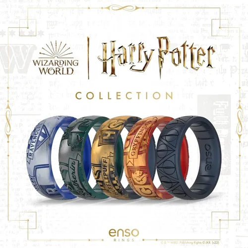 Vista 2 de Enso Rings Wizarding World of Harry Potter Collection - Anillos de silicona cómodos - Hogwarts Houses to Deathly Hollows Silicona Sin piedras