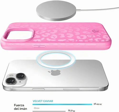 Vista 3 de VELVET CAVIAR Funda para iPhone 15, compatible con MagSafe, probada contra caídas de 10 pies, fundas protectoras de diseño, leopardo color rosa