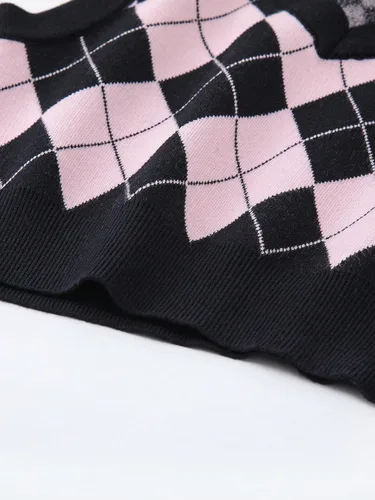 Vista 6 de Floerns Suéter sin mangas con estampado de corazón para niñas, cuello en V, camiseta sin mangas