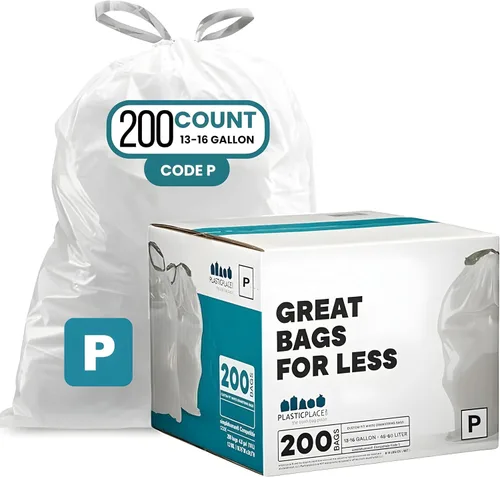 Vista 9 de Plasticplace Bolsas de basura de ajuste personalizado, compatibles con simplehuman Code P (100 unidades) forros de basura blancos con cordón de 13 a