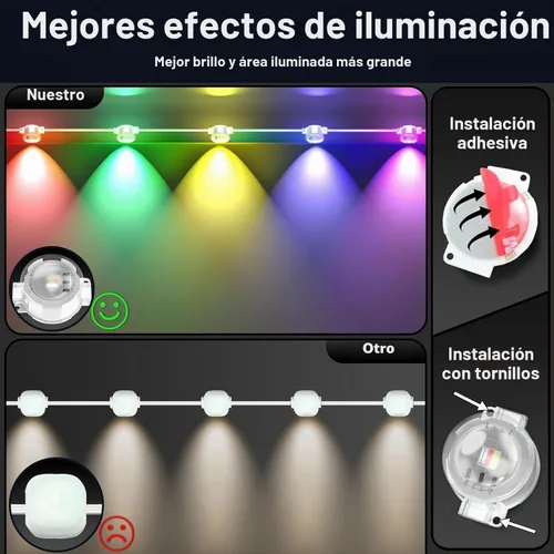 Vista 6 de SINLEY Luces RGB Permanentes para Exteriores de 100 Pies, Luces LED Inteligentes Impermeables para Aleros con Control por Aplicación/Control Remoto