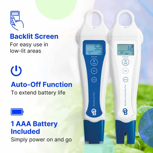 Vista 5 de Bluelab PENSTP Paquete Inicial de pH y Conductividad - Kit de Gestión de Solución Nutritiva de Precisión con Medición de Temperatura, Plumas