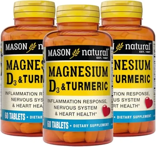 Vista 8 de MASON NATURAL Magnesio y vitamina D3 con cúrcuma - Corazón saludable y sistema nervioso, fortalece los huesos y los músculos, mejora la salud
