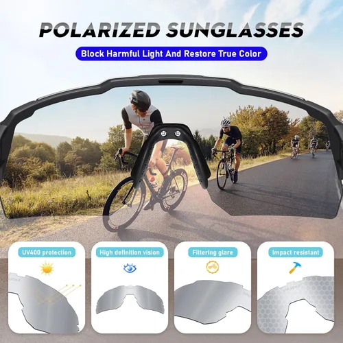 Vista 2 de Sports Polarized Sunglasses, UV 400 Protection Sun Glasses Women, Mens Glasses for Cycling Biking Running