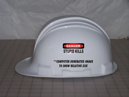 Vista 2 de Danger Stupid Kills, calcomanías para casco, 1” x 2”, 3