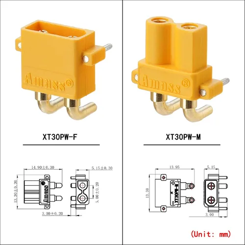 Vista 7 de ELFCULB 10 pares de conectores Amass XT30PW, conectores macho hembra XT30 para robot mini UAV (amarillo)