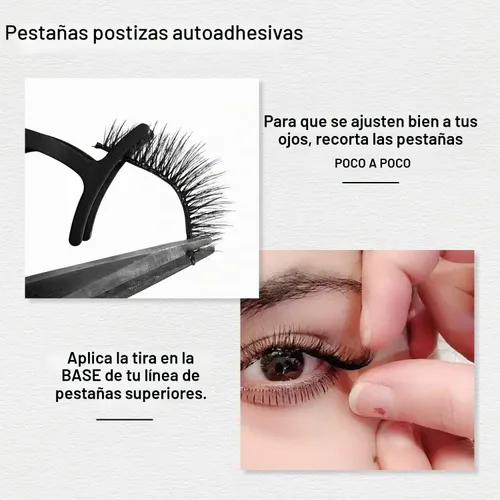 Vista 5 de Pestañas autoadhesivas reutilizables, no necesita pegamento ni delineador de ojos, fáciles de aplicar, pestañas postizas estables y antideslizantes