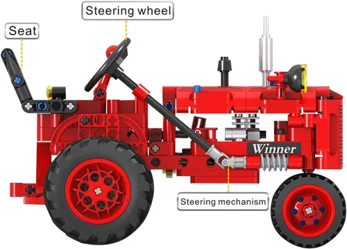 Vista 7 de Juego de bloques de construcción clásicos de tractor de granja 1/12, diversión sin fin para niños con una colección de juguetes de tractor
