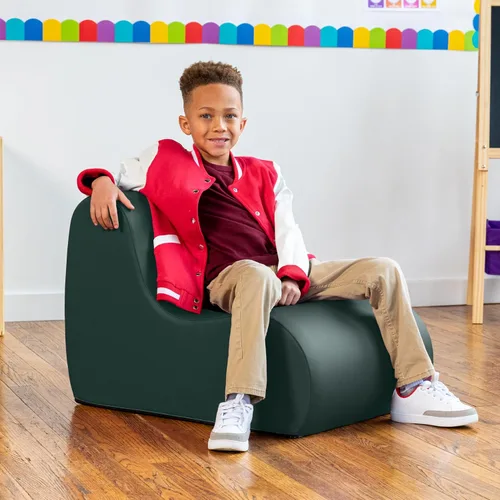 Vista 22 de Jaxx Midtown Silla pequeña de espuma suave para aula, funda de vinilo premium, color negro