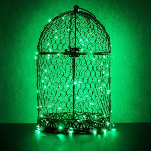 Vista 5 de RUICHEN Alambre de cobre de 33 pies, 100 luces LED USB con interruptor de encendido/apagado, verde