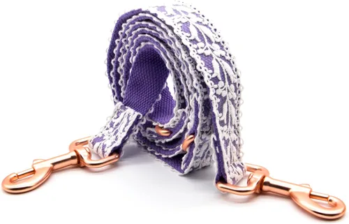 Vista 16 de Juego de collar y correa para perro, encaje de algodón hecho a mano de 4 a 5 pies, ajustable, cómodo, collares y correas únicos para perros Marrón