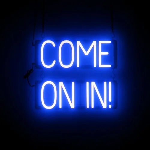 Vista 40 de SpellBrite Letrero LED Neon OPEN para negocios - Azul, 17" x 6