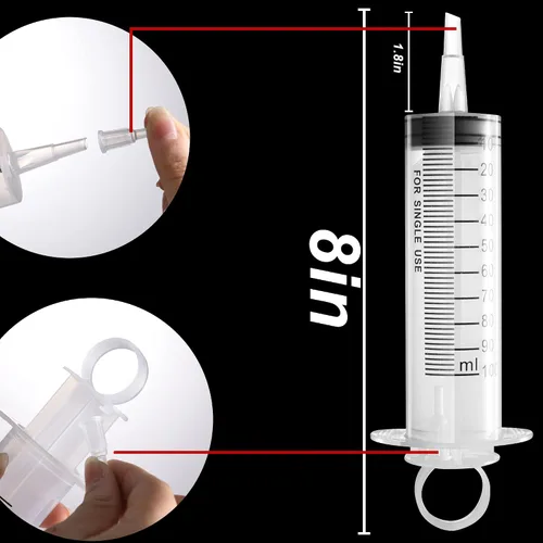 Vista 3 de Paquete de 2 jeringas grandes de 3.4 fl oz/cc, jeringas líquidas de plástico selladas individualmente con medición para laboratorios científicos