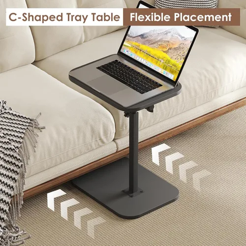 Vista 4 de Mesa auxiliar en forma de C para sofá y cama, bandeja de TV, mesa pequeña para dormitorio, mesa de extremo lateral para sala de estar, dormitorio