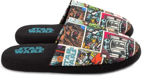 Vista 6 de Star Wars Pantuflas para hombre y adultos zapatos de casa negros sin cordones Negro