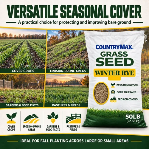 Vista 4 de CountryMax Semilla de centeno de invierno de 50 libras, cultivo