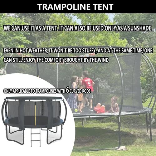 Vista 4 de XCZ cubierta de trampolín, tienda de trampolín, con ventanas de ventilación, diseño abierto. Adecuado para trampolines circulares de 8 pies de seis
