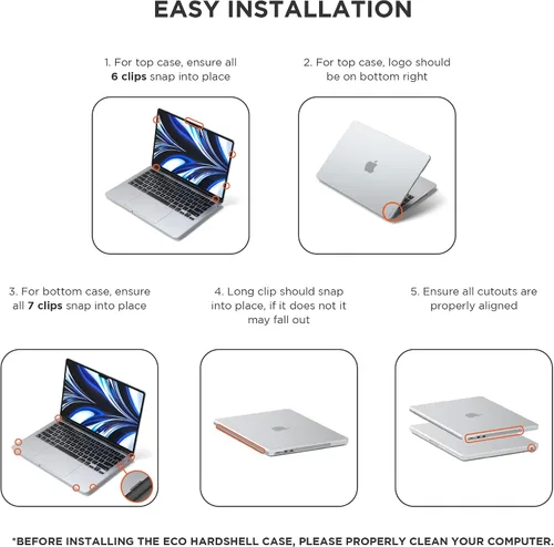 Vista 3 de Satechi Eco - Funda rígida para MacBook Air de 13 pulgadas, compatible con hubs, M3, transparente Ultra delgado, ligero, con acceso completo a