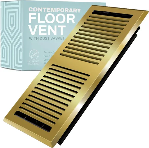 Vista 15 de Cubiertas de ventilación de piso 2X10 Registro de piso con trampa de malla, calor y aire, ventilación de piso de metal transitable para conducto