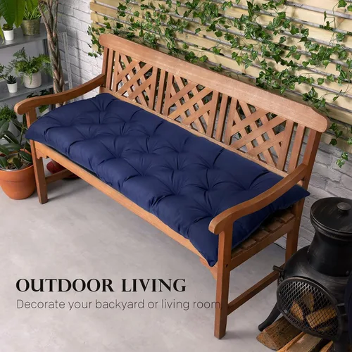 Vista 6 de Cojín de banco para exteriores, color negro, antideslizante, para muebles de exterior, almohadillas gruesas para sillas de patio de 40 pulgadas