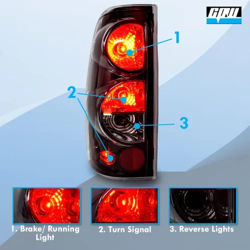 Vista 3 de CPW - Luces traseras para Chevy Silverado 1500/2500 (1999-2002) (negro transparente) Reemplazo de luces traseras para Silverado 3500
