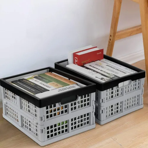 Vista 5 de Jekiyo Cajas plegables de almacenamiento de 34 litros, contenedor plegable de plástico, juego de 1