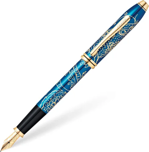 Vista 15 de Cross Cross Townsend 2019 - Pluma estilográfica del año del cerdo del zodiaco con detalles chapados en oro de 23 quilates y punta mediana de oro