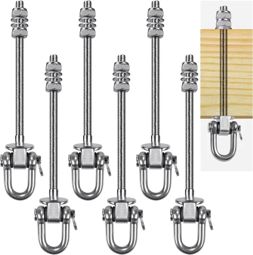Vista 10 de SELEWARE Juego de 2 ganchos de columpio resistentes con capacidad de 1800 libras, pernos de columpio M10 x 9.3 pulgadas, ganchos de columpio