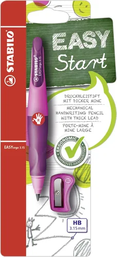 Vista 10 de STABILO Portaminas ergonómico EASYergo 3.15 - para zurdos - Azul claro/Azul oscuro + Sacapuntas Paquete de 1 - Azul claro/azul oscuro + sacapuntas