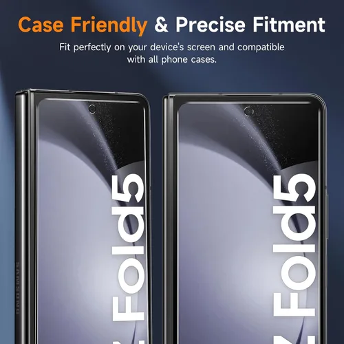 Vista 4 de LYWHL Paquete de 2+2 protectores de pantalla para Samsung Galaxy Z Fold 5 + protector de lente de cámara, con marco de alineación, película