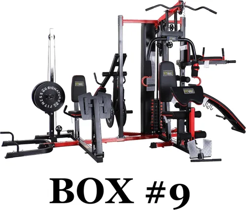 Vista 6 de Fitvids Multifunctional Home Gym System Workout Station with Leg Extension and Preacher Curl, 122.5LB Weight Stack, Multiple Options, Multiple