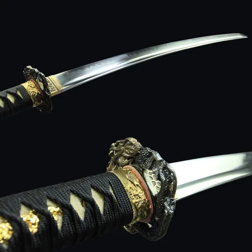 Vista 6 de Espada Katana real de acero 1095 de 41 pulgadas, espiga completa, hecha a mano, espada samurái japonesa