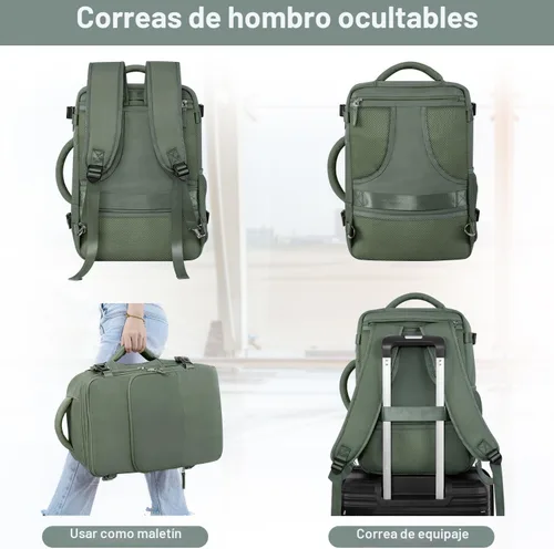 Vista 4 de Mochila de Viaje Sinaliy, Verde militar, Grande, Viajes
