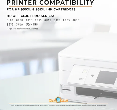 Vista 6 de Houseoftoners Cartucho de tinta remanufacturado para HP 950XL y 951XL, repuesto de alto rendimiento para HP 950XL y 951XL Officejet Pro 8100 8600