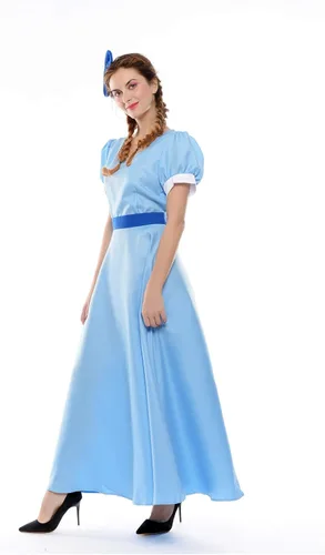 Vista 4 de NSPSTT - Disfraz de princesa, cosplay para mujer, 3XL, Azul Patchwork